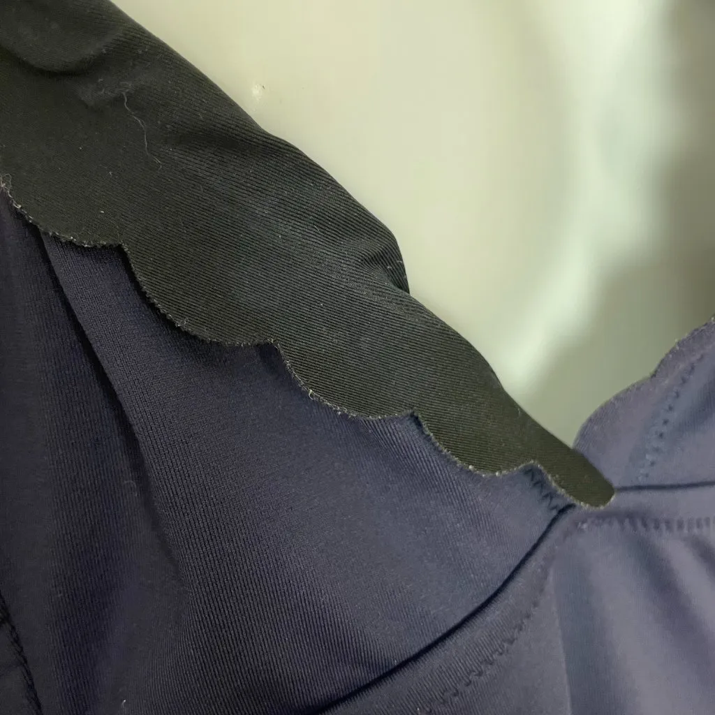 J. Crew Swimsuit One Piece Scalloped Neckline Deep V-Neck Size 10 Navy Blue‎ - Image 11