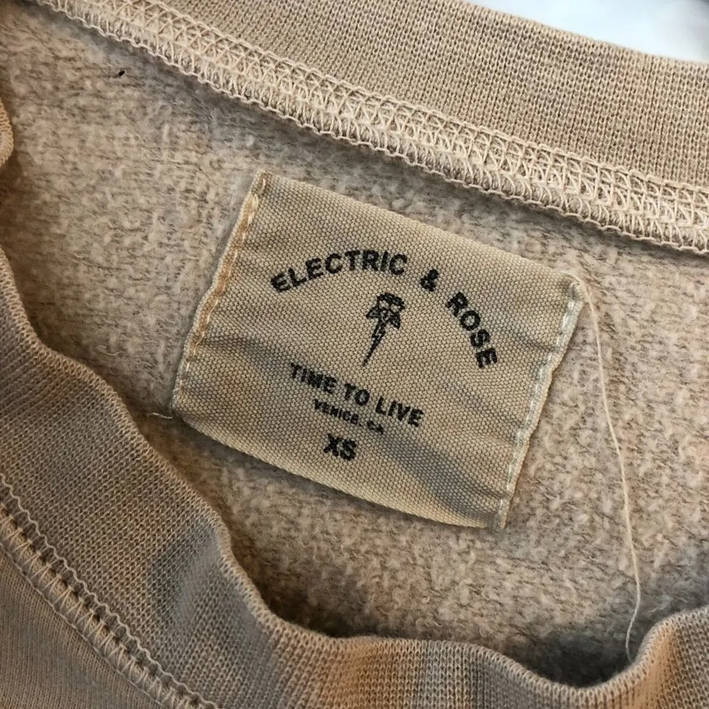 Electric & Rose Womens Sweatshirt Tie Dye Hi Low Long Sleeve Crew Neck Beige XS Tan - Image 3