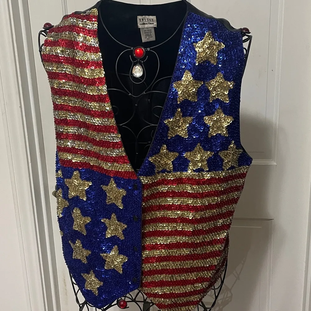 🇺🇸🇺🇸🇺🇸BOGOHO 🇺🇸🇺🇸🇺🇸Sequin American Flag Vest - Image 2