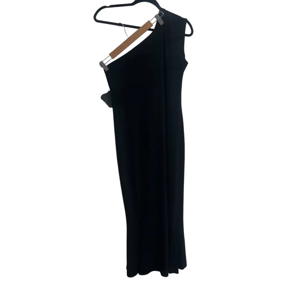 NEW NWT Norma Kamali One Shoulder Fishtail Midcalf Midi Dress In Black - Image 9