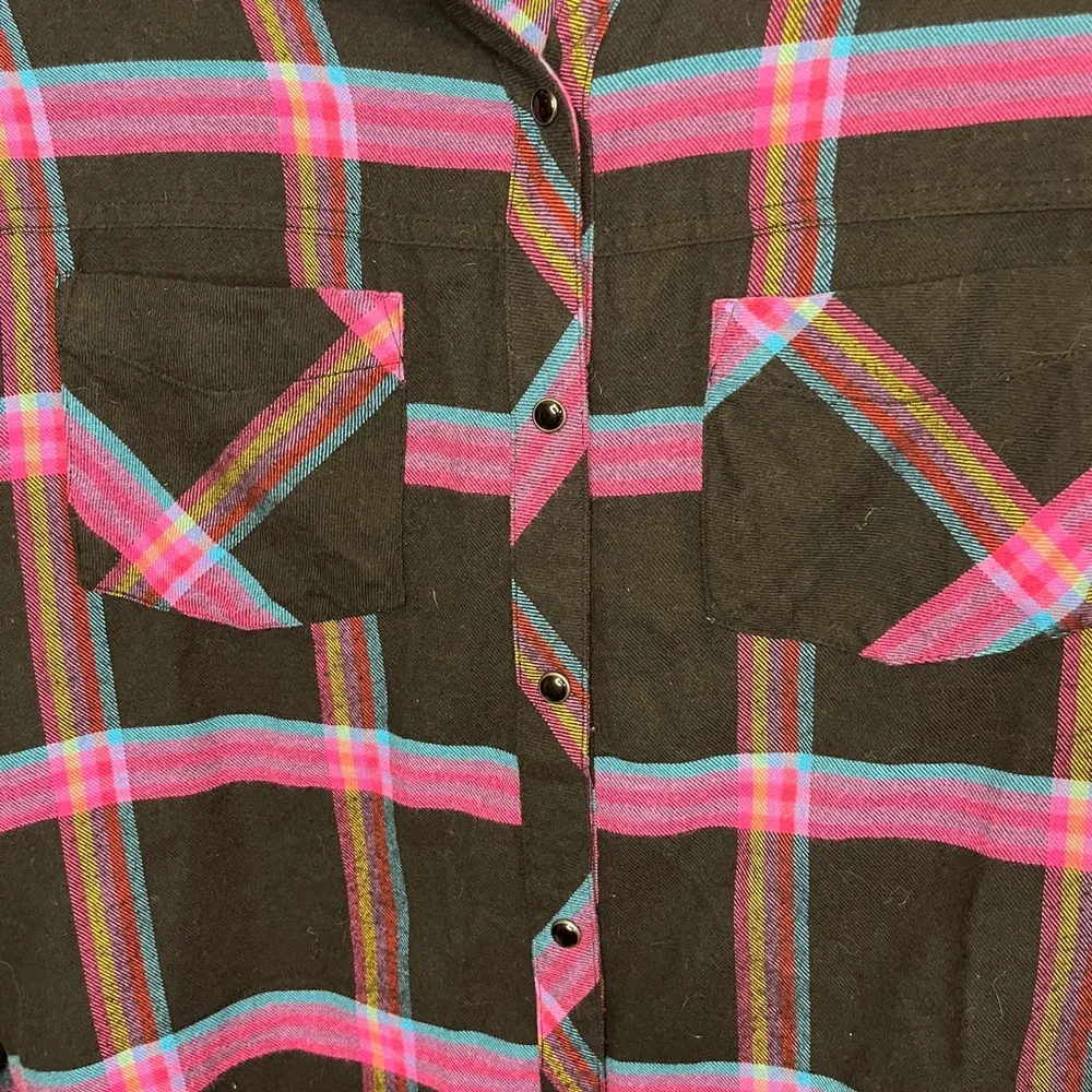 Rails Leo Onyx Magenta Cayenne Flannel Shirt Sz S Neon Pearl Snap - Image 8