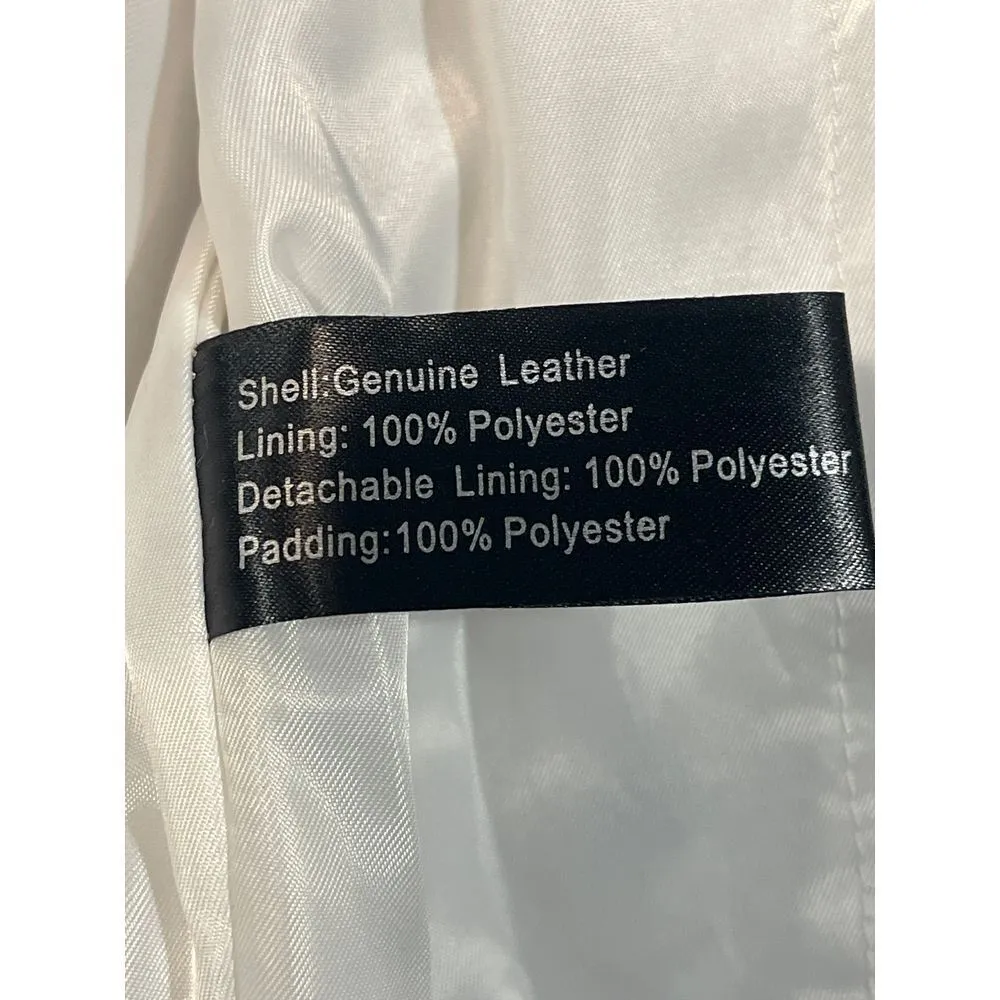 Vintage leather Cream Jacket Zip - Image 5