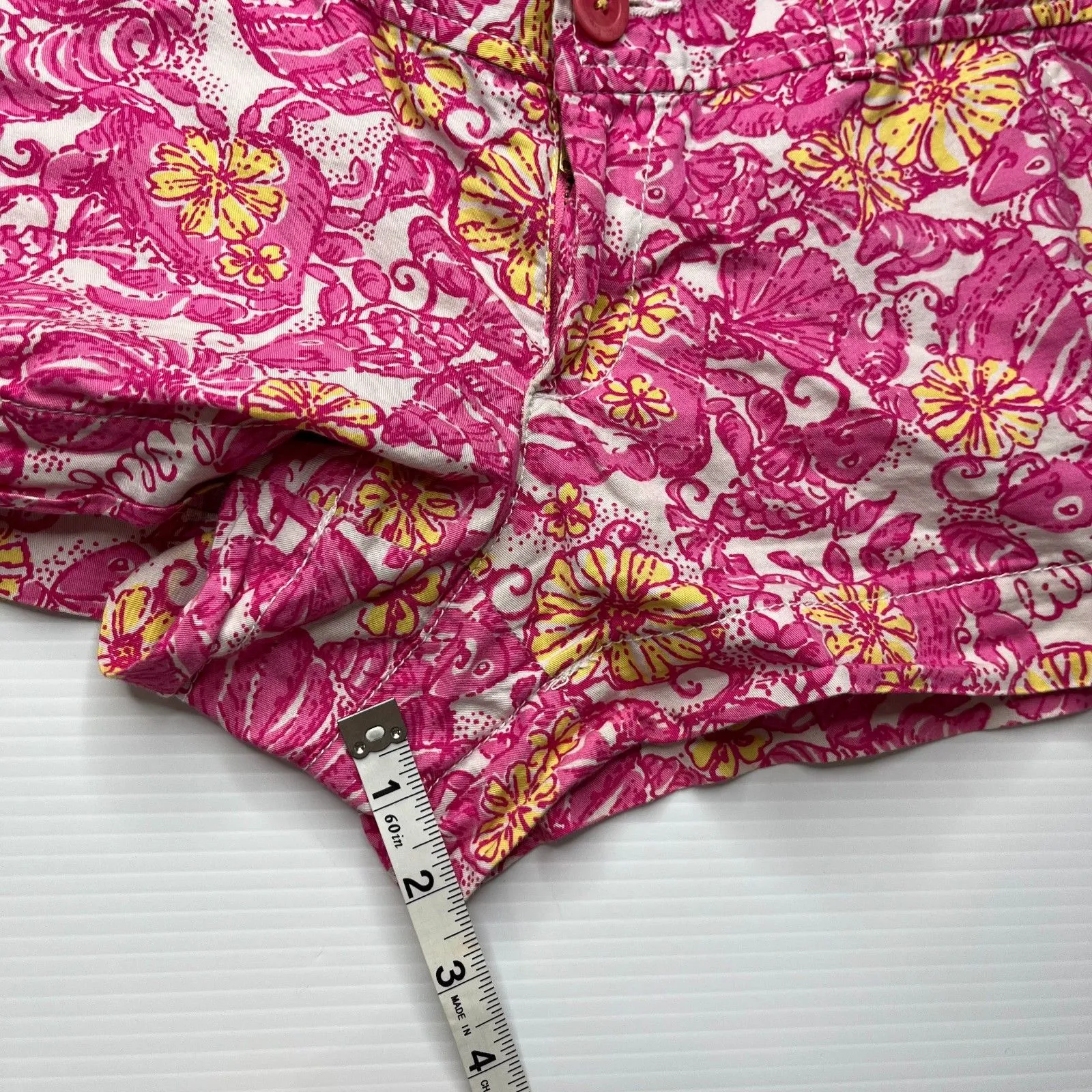 Lily Pulitzer Womens Chum Bucket Shorts Sz 2 Pink Yellow Floral 2" Inseam Floral - Image 8