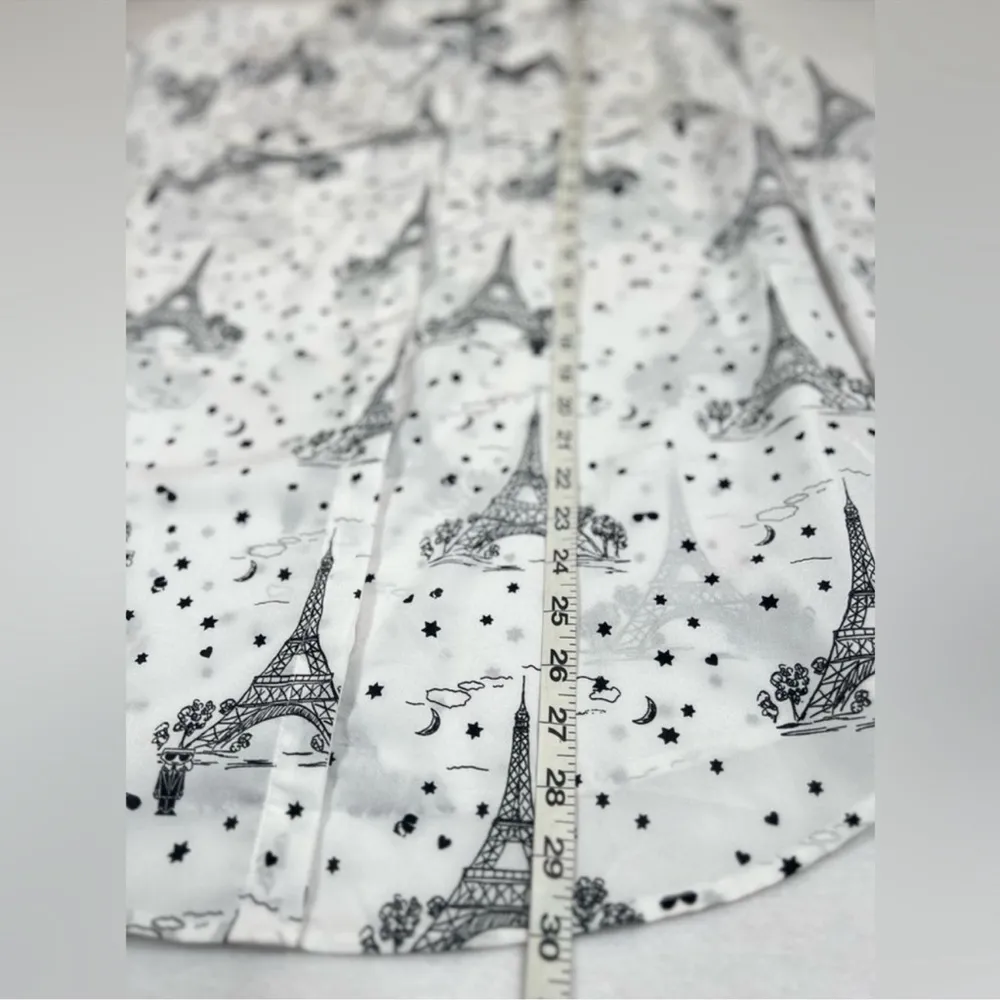 PARIS Whimsical Long Sleeve Top XL Button Down Eiffel Tower Sheer - Image 15