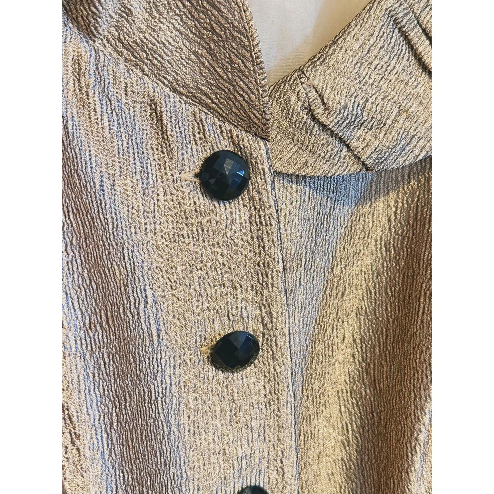 Vintage Dressbarn Old Money Metallic Belted Blazer XL Gold Victorian Classic - Image 7