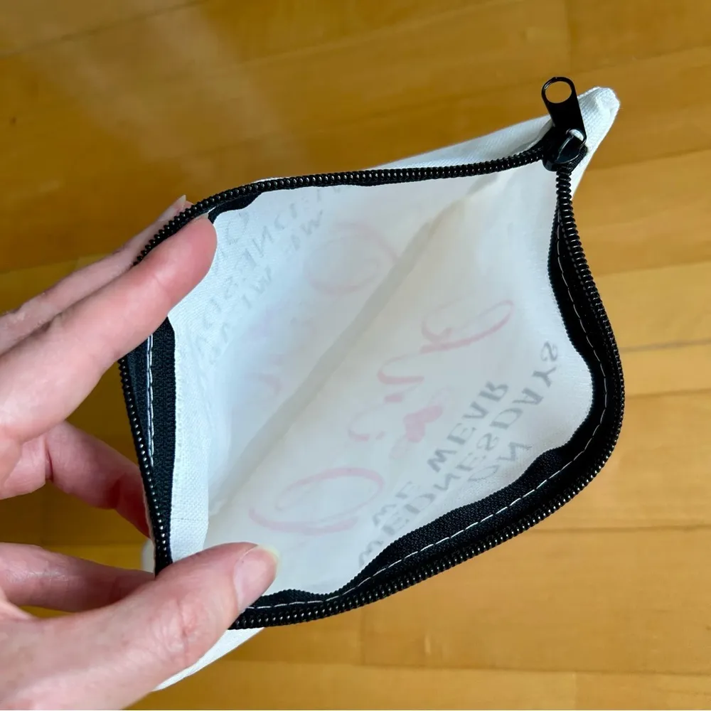 “On Wednesdays We Wear Pink” Travel, Makeup Bag, Pouch, White, Pink, Black White - Image 5