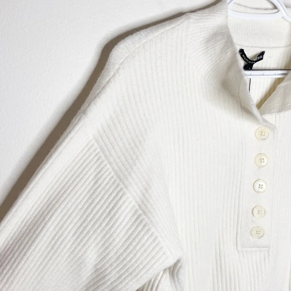 Marissa Webb Arie ribbed cashmere blend Henley sweater in cream size S White - Image 7