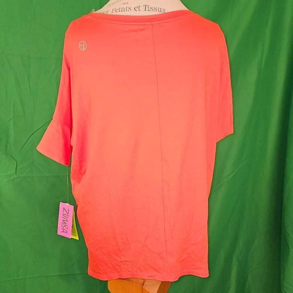 NWT Zumba Womens Rev Me Up Red Off The Shoulder Tee XS Spicy * Signed Beto Perez - Image 2