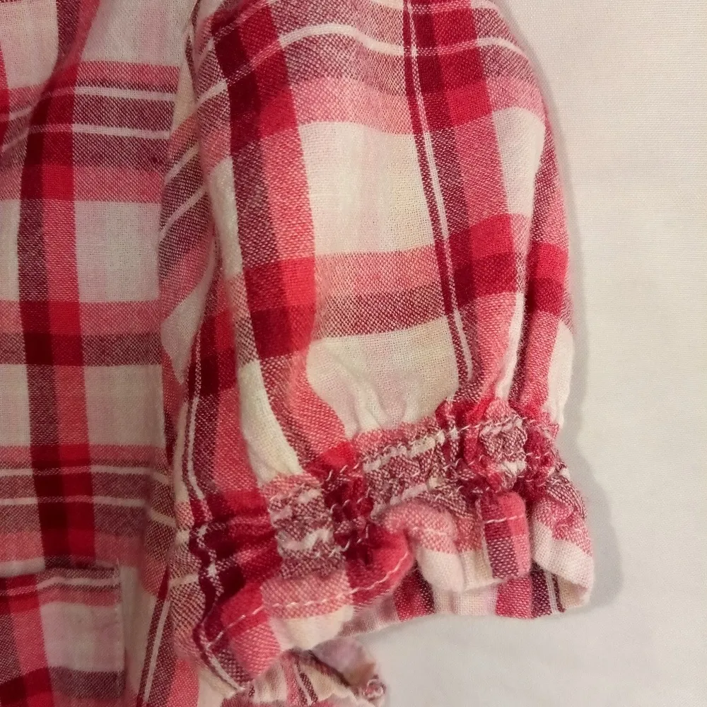 Rue21 S Red Plaid Cotton Shirt Top - Image 6