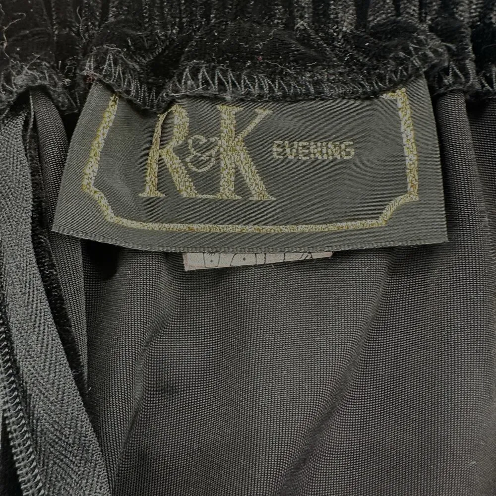 R&K Evening Vintage Y2K Black Velvet Midi Skirt 10 Petite Gothic Going Out Size 10P - Image 3