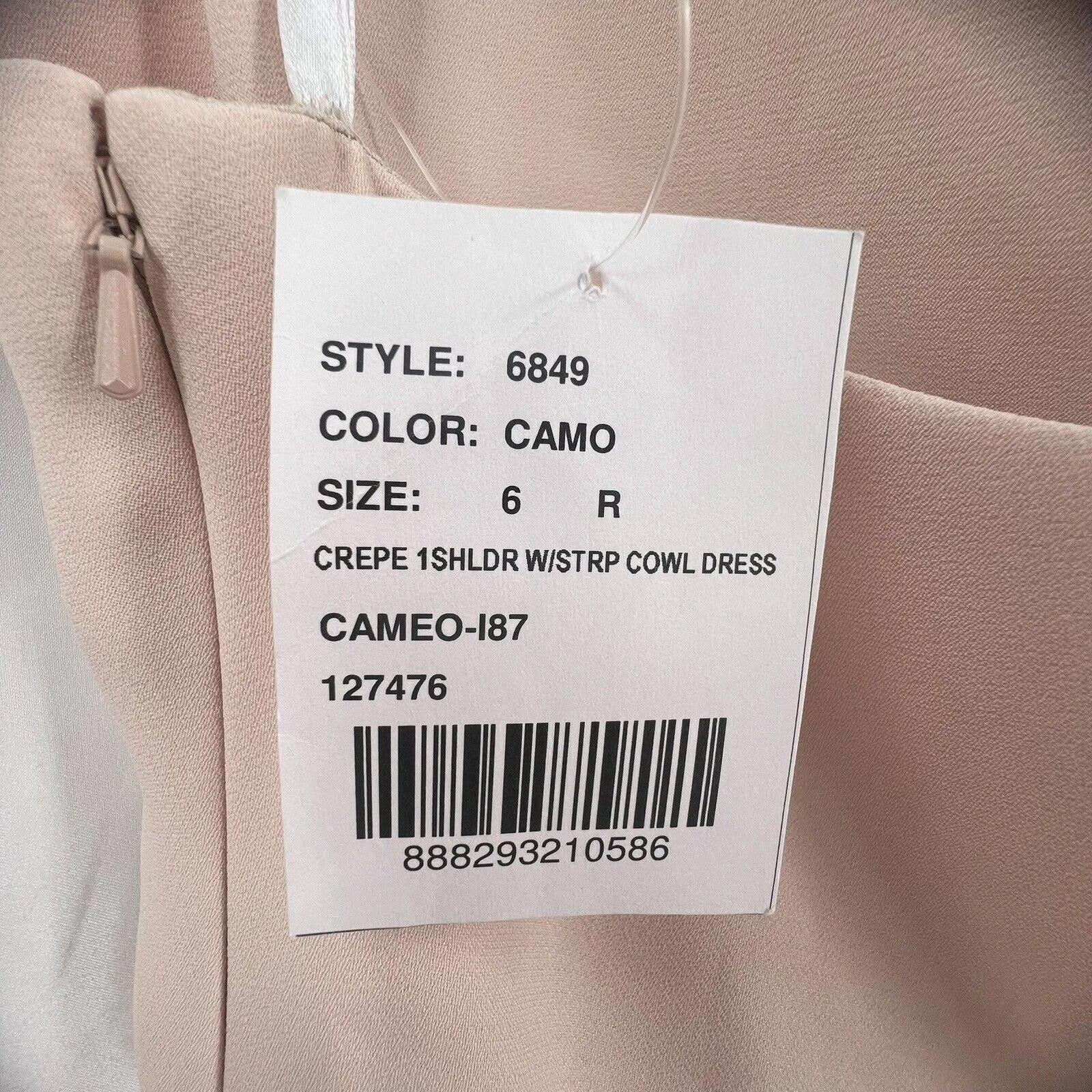 After Six 6849 Cameo Pink‎ One Shoulder Draped Cowl-Neck Maxi Dress 6 New - Image 9