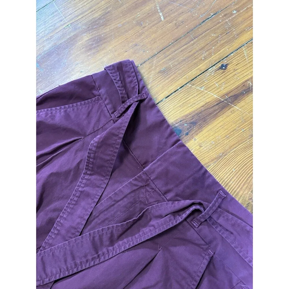 Polo Ralph Lauren Pants Womens 6 Burgundy Paperbag Belted Tapered High Rise - Image 4