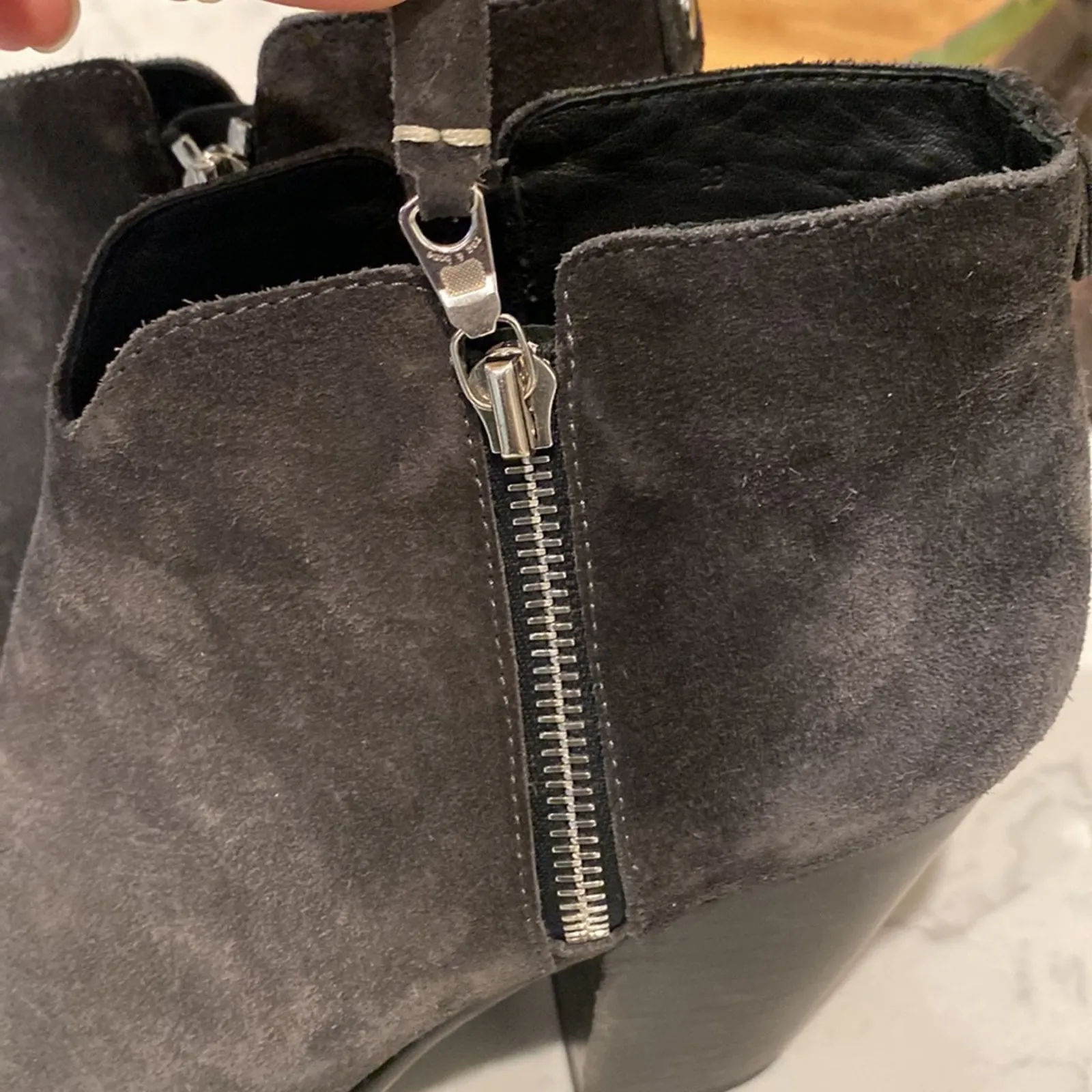Rag & Bone Margot Suede Ankle Boots stacked heel silver zipper accents size 9 - Image 11