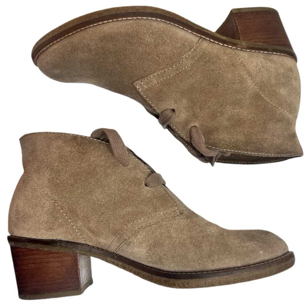 Dolce Vita Women's Goodwyn Suede Heeled Lace Up Booties Tan‎ Size 8.5 Tan - Image 6