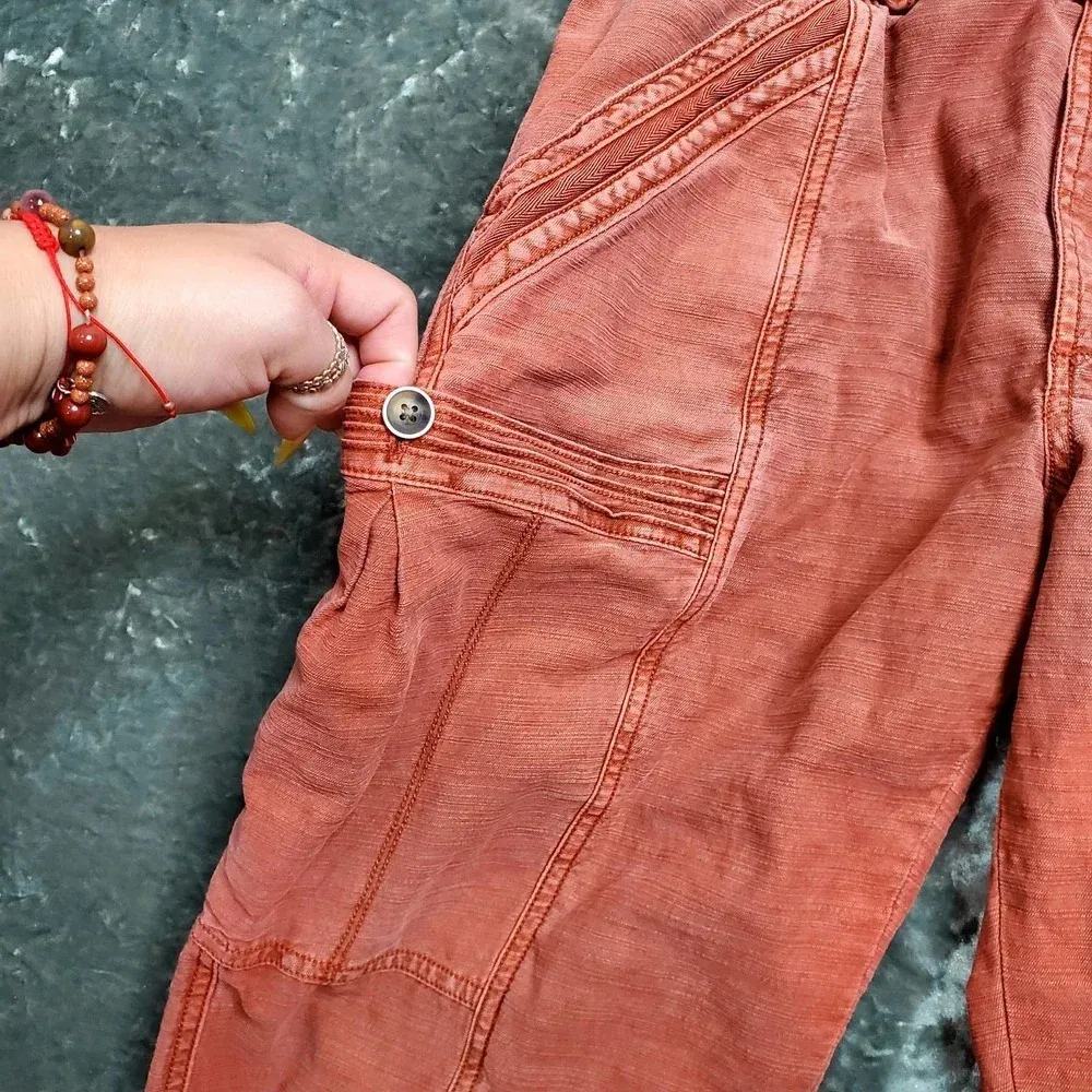 Anthropologie Cropped Cargo Pants in Rust - Image 3
