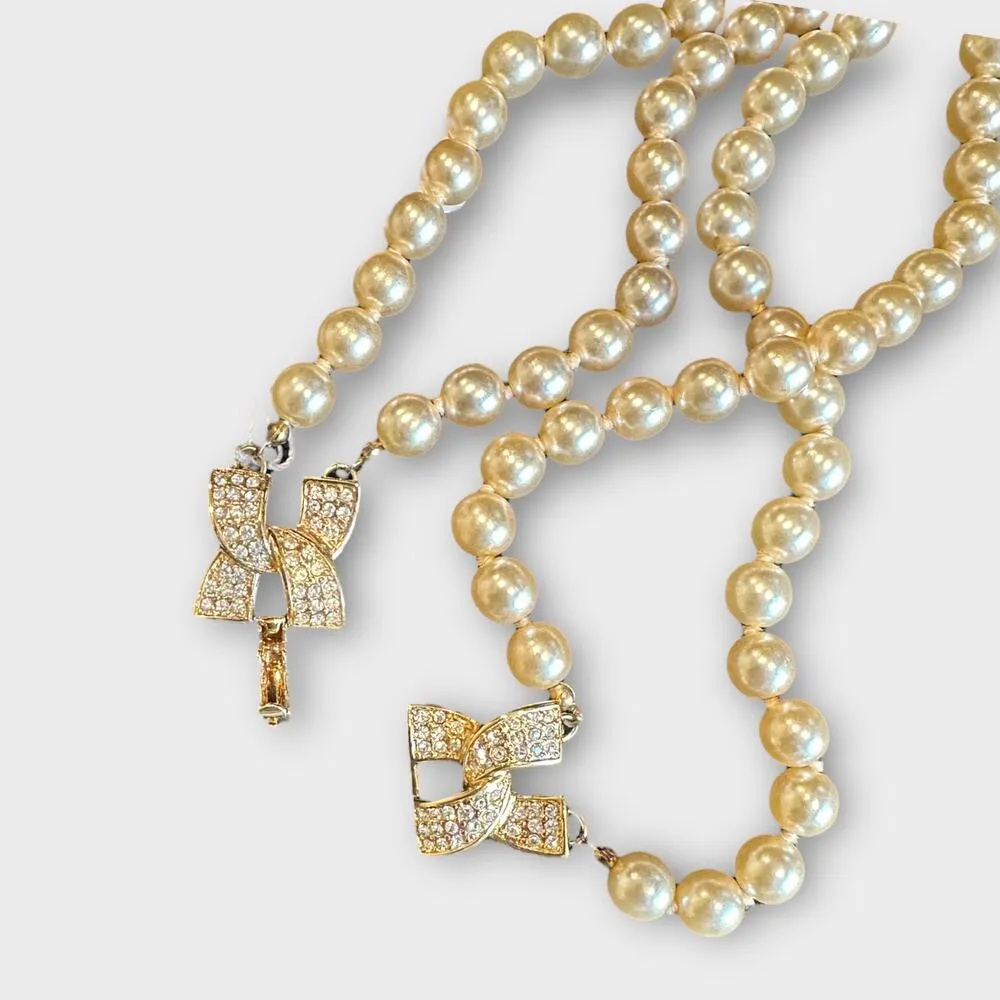 KJL Kenneth Jay Lane Vintage Double Strand Pearl Style Necklace - Image 8