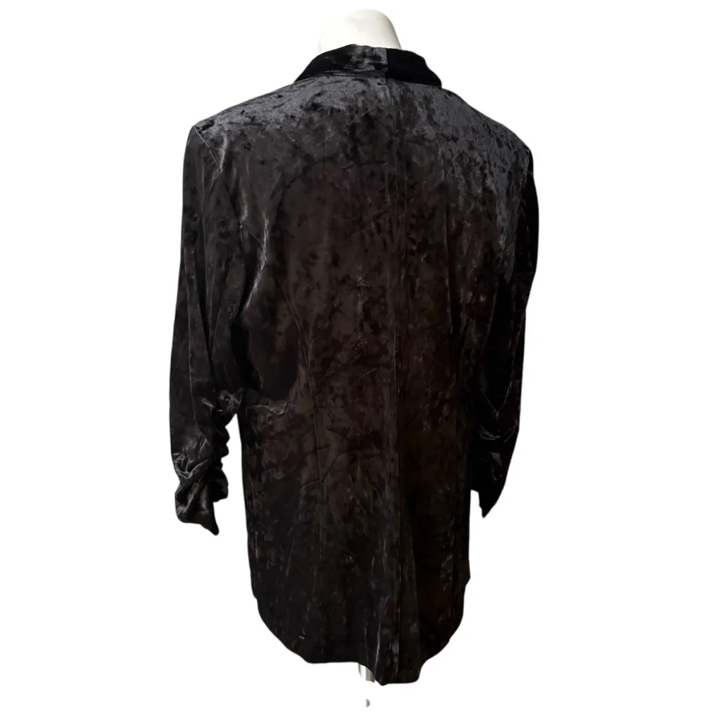 89th & Madison Black Crushed Velvet Open Front Blazer Cinched Sleeve Cuffs, Sz L Size L - Image 6