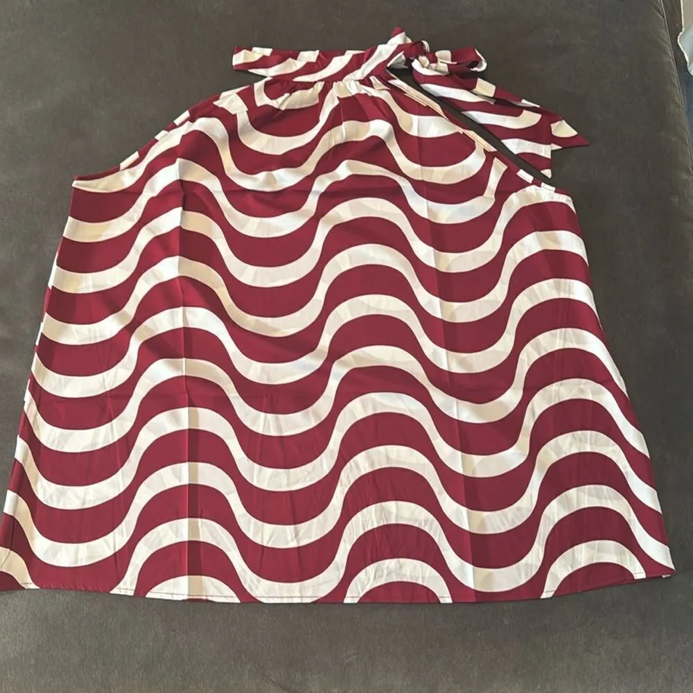 Women’s Halter Neck Casual Loose Top Blouse Side Bow Tie Size 4XL NWT White - Image 5