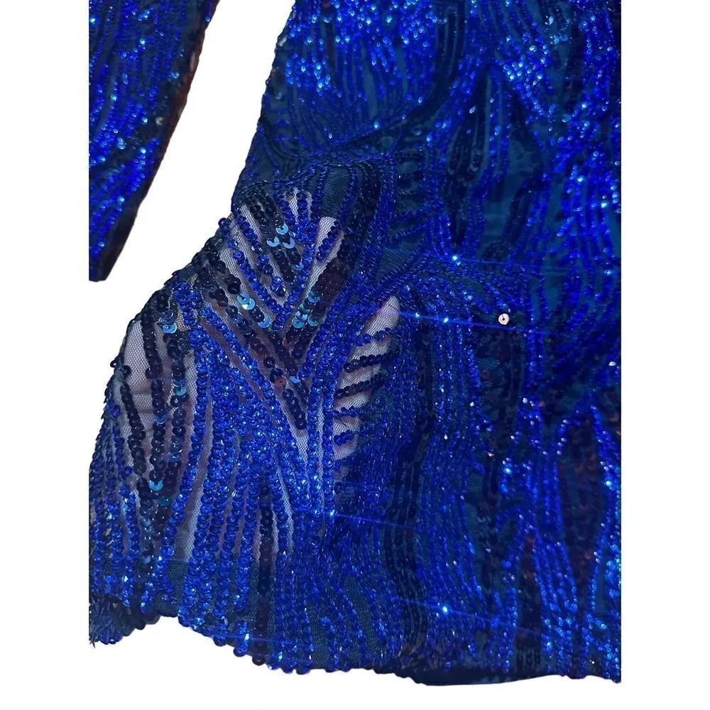 French Connection Deniz Embellished Mini Dress in color Surf The Web sz 6 - Image 5