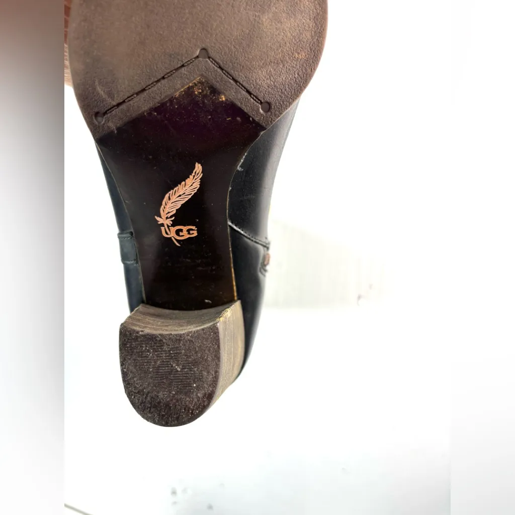 UGG Neoma 8.5 Tall Western Braided Leather Fashion Zip Boots Style 1008623 - Image 11