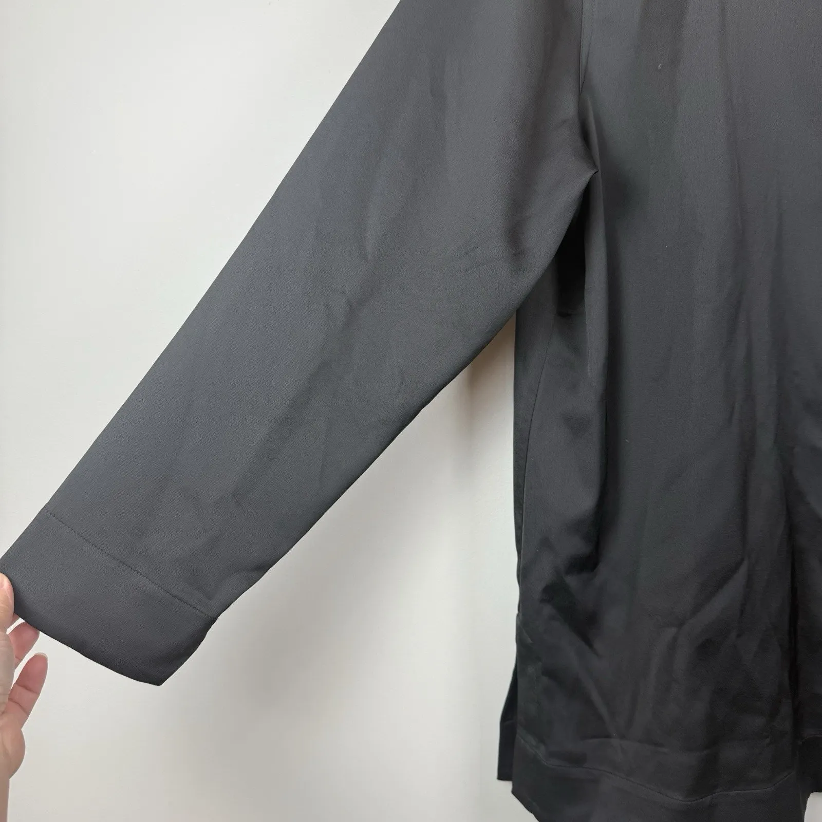 Soft Surroundings Satin Button Up Collared Blouse XL Black Staple Goth Workwear‎ - Image 4