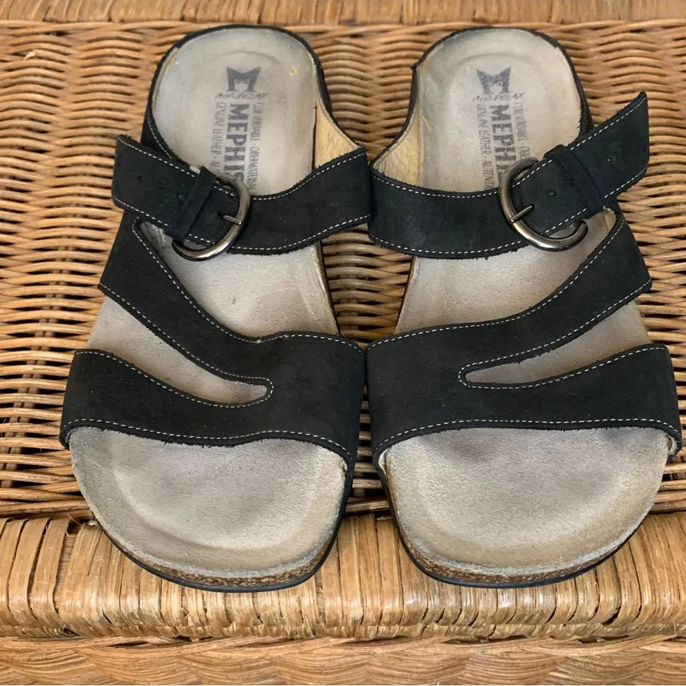 Mephisto Leather Cork Bed Sandals Size 38 - Image 3