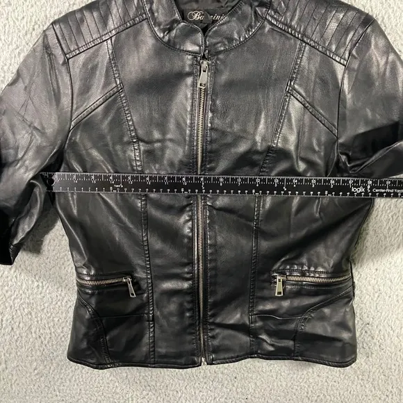 Baccini Faux Leather Jacket Women Medium Petite Motorcycle - Image 6