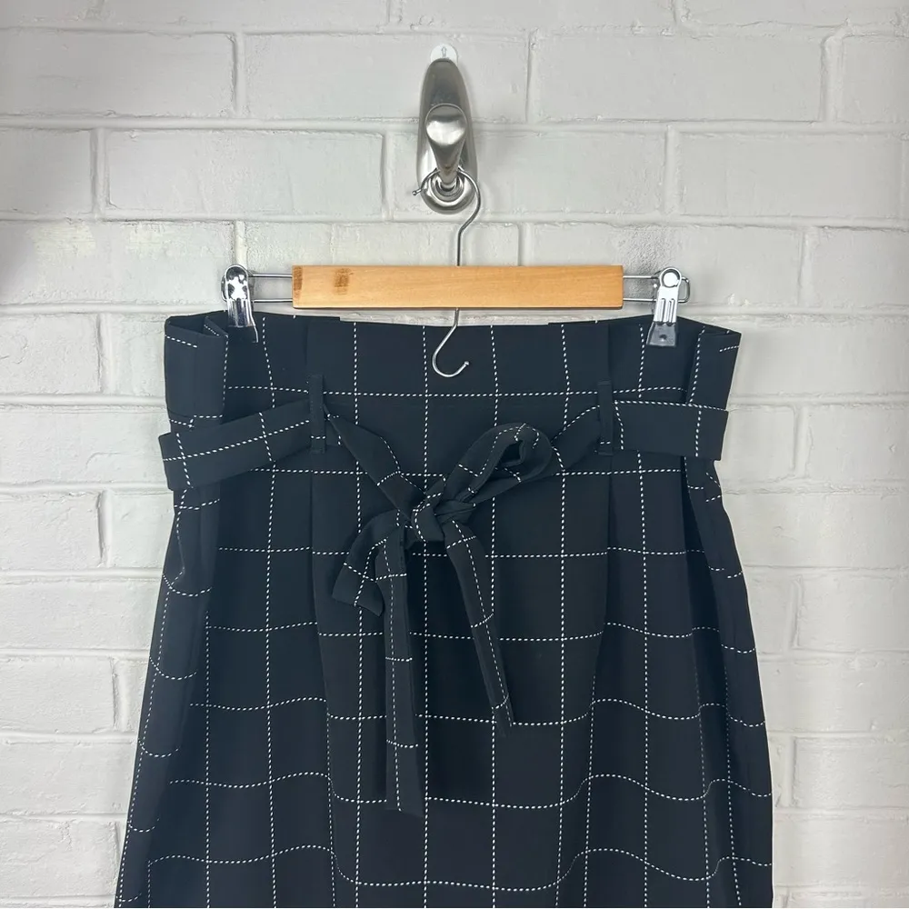 Liz Claiborne Career Black Windowpane Tie Waist Skirt Size 14 - Image 5