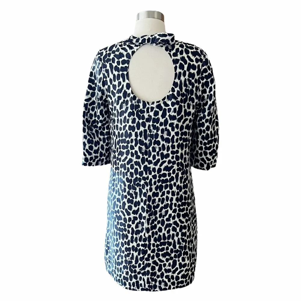 KATE SPADE Silk Shift Dress Animal Print Short Sleeves Crew Neck Size 4 EUC - Image 9