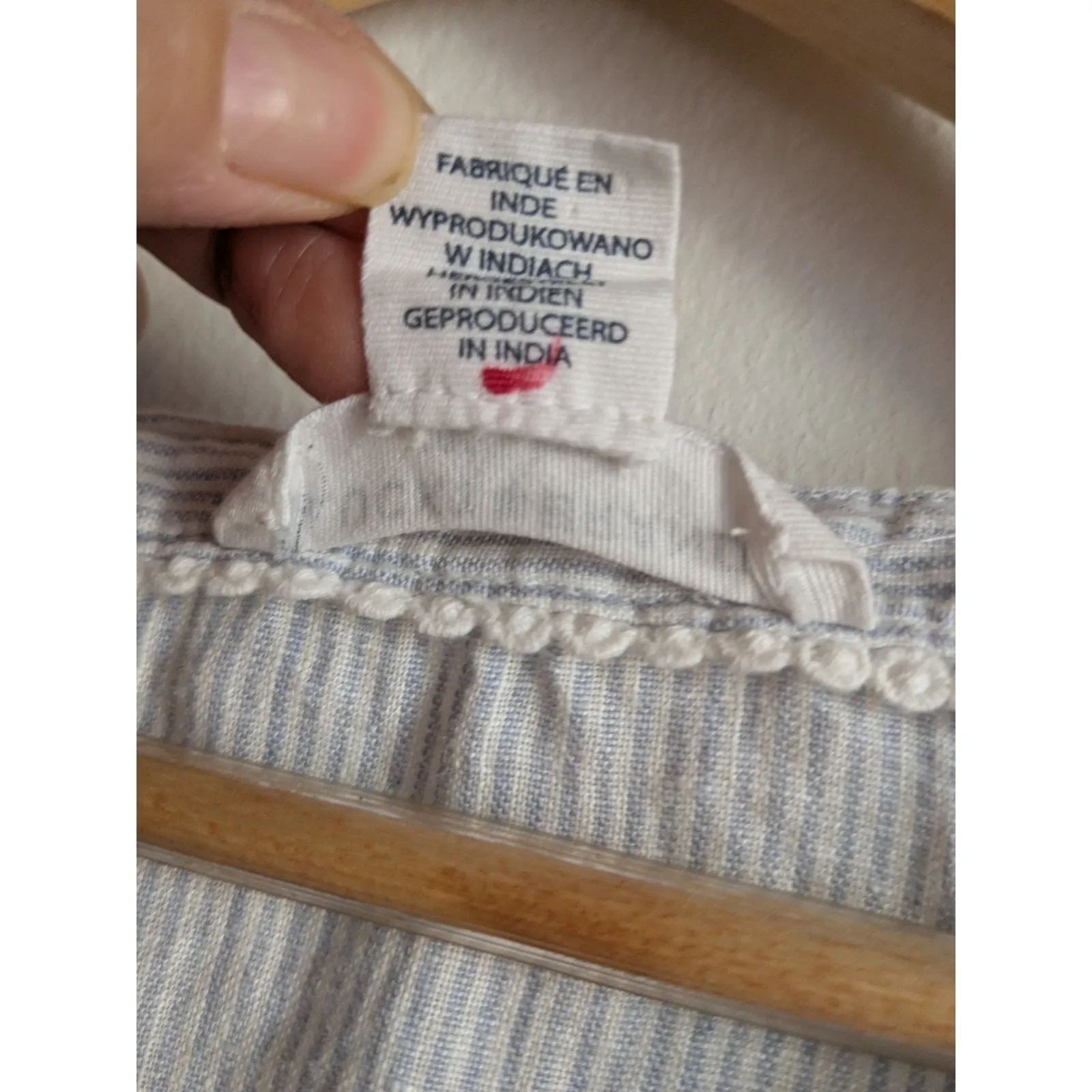 Lucky Brand Dress Linen Women’s V-Neck Sleeveless Striped Tiered Blue White Sz M - Image 5