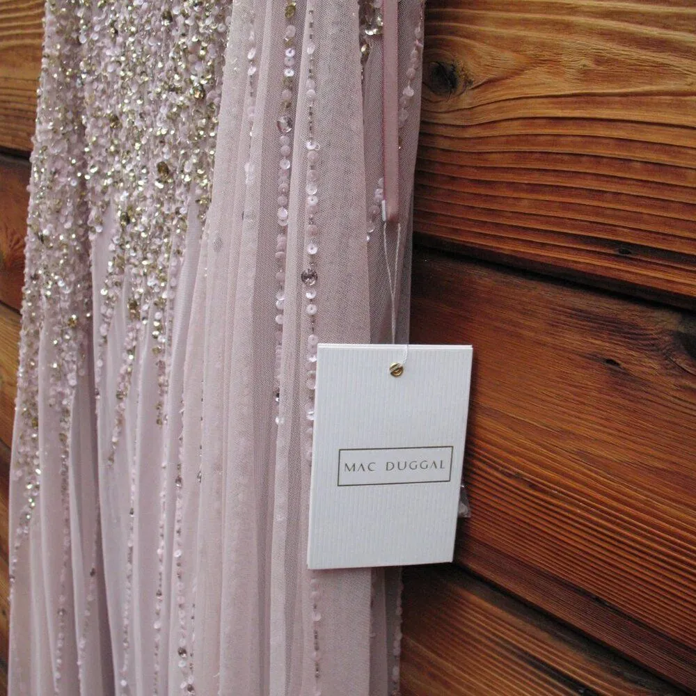 Mac Duggal 9224 Womens Pink One Shoulder Embellished Trapeze  Gown 16 18 20 - Image 14