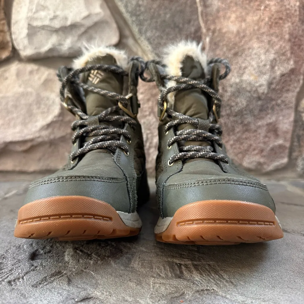 Columbia Boots Meadows Shorty Omni Heat 3D Winter In Army Green Mid Calf - Image 4