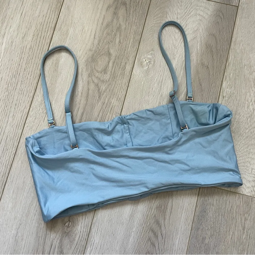 Kasa Kai Swimwear Button Front Bralette Swim Bikini Top Blue (Medium) - Image 3