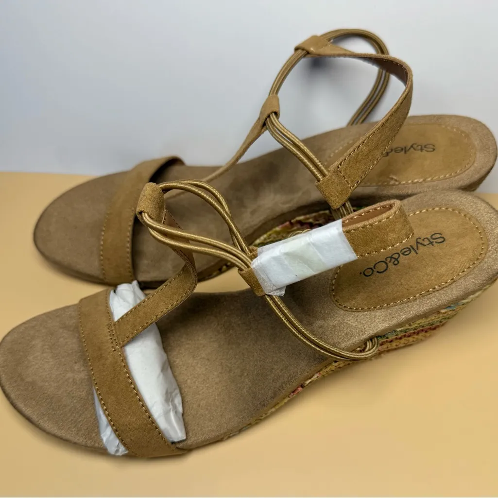 Elegant Style & Co Tan Wedge Sandals - Image 2