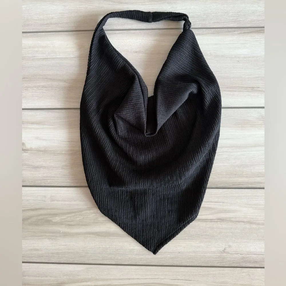 Pretty Little Thing Textures Knot Detail Cowl Neck Top Black Size 4 NWT - Image 5