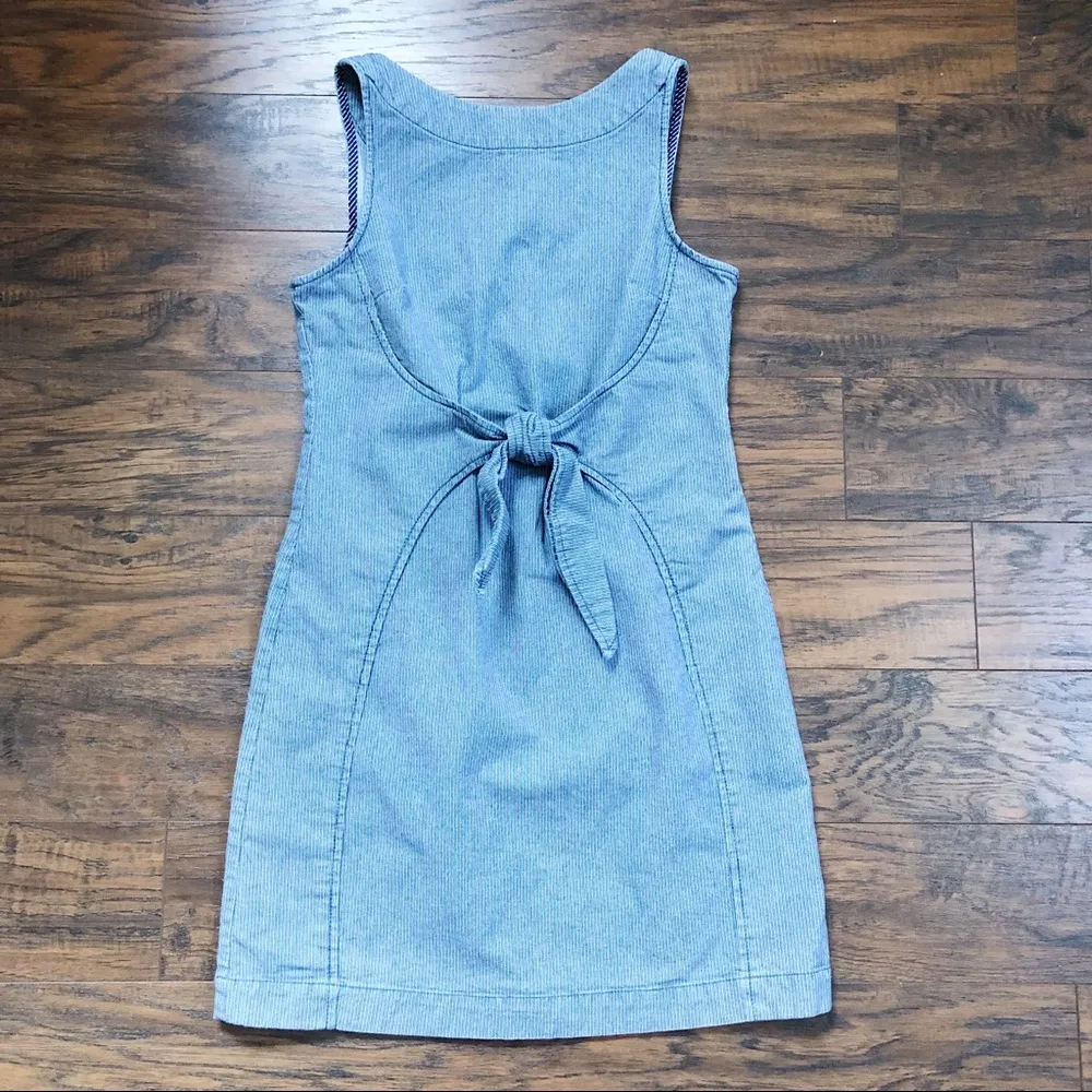 Holding Horses • Anthropologie Clara tie-front sheath dress blue striped denim - Image 10
