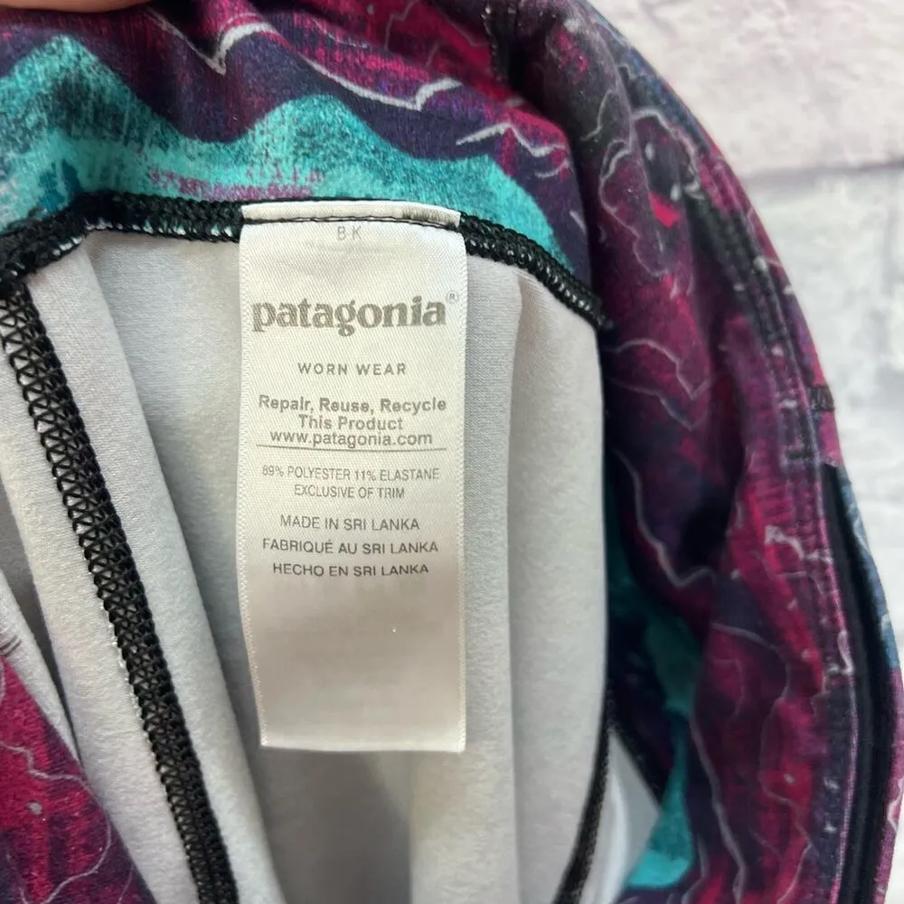 Patagonia Yoga Centered Crop Capri Tights Canyon Glades Size S Teal Pink - Image 8
