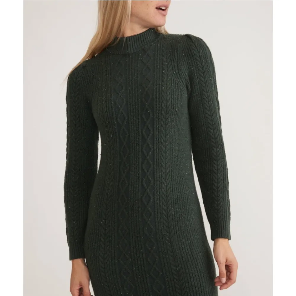 Marine Layer Olina Long Sleeve Donegal Sweater Midi Dress Green Gables Small NWT - Image 5