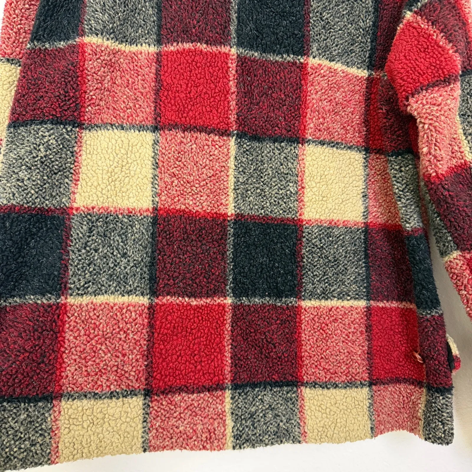 Vtg Tasha Polizzi TP Saddleblanket Fleece Jacket Womens M Red Check Southwest Size M - Image 8