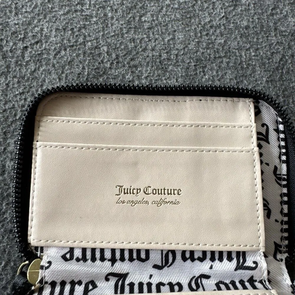 Juicy Couture Wallet Black Zip Around Handbag Cardholder Wallet Crown Barbiecore - Image 4