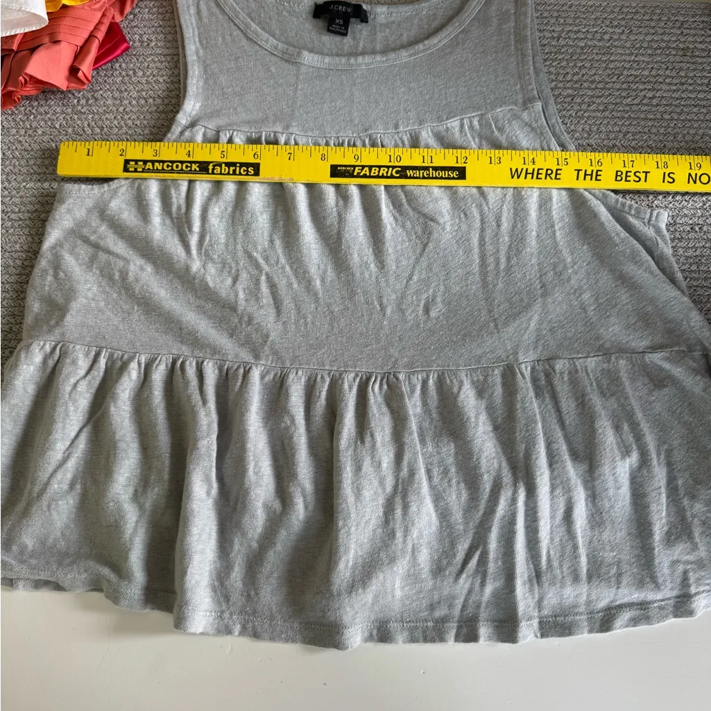 J. Crew Light Gray Linen Tiered Loose Fit Tank Top Size XS - Image 9