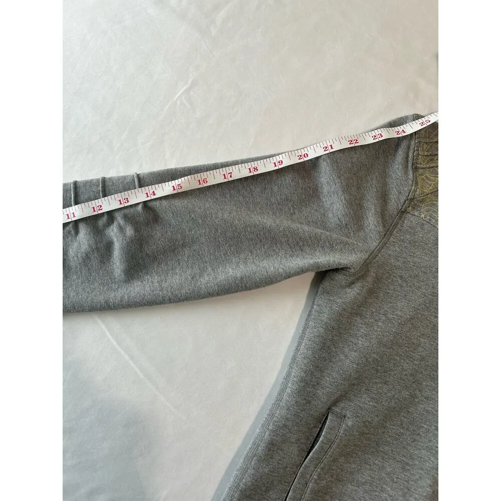 Lululemon Scuba Cotton Full Zip Up Hooded Jacket Grey Yellow Floral Size Small 6 - Image 13