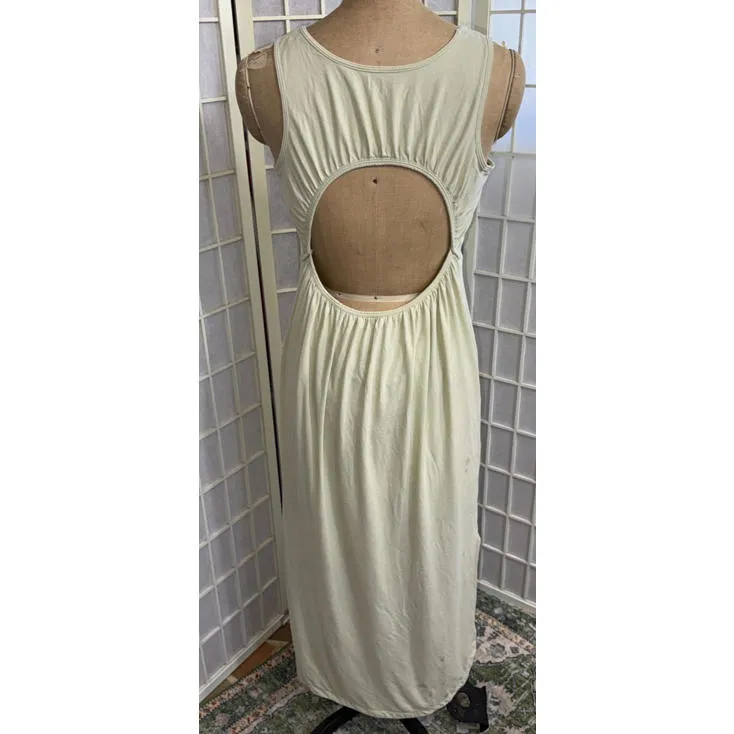 Lululemon Pima Cotton Open Back Midi Dress High Low Hem Dewy Green Sleeveless 6 - Image 4