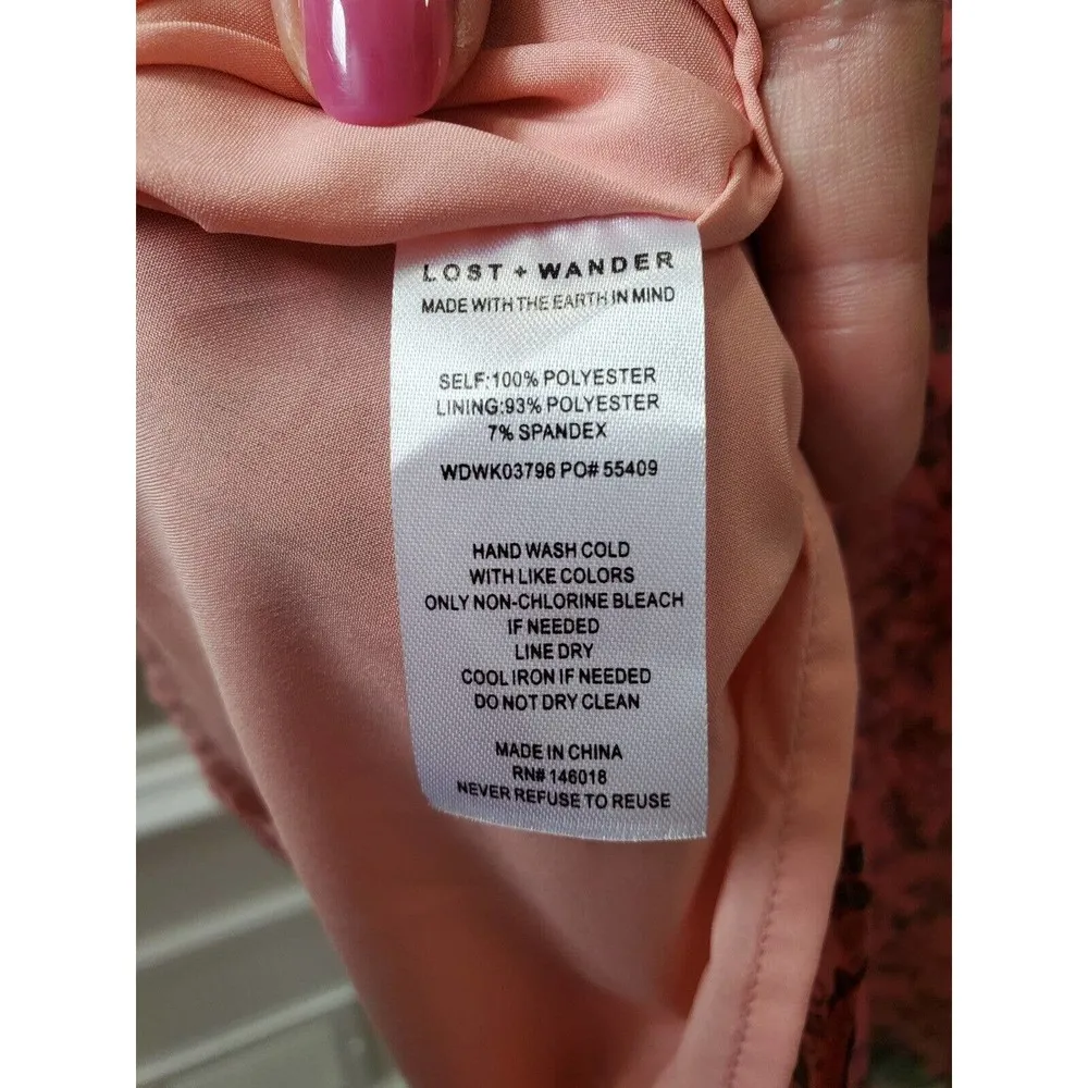 Lost + Wander Venice Rising Floral Round Neck Back Zip Knee Length Dress S - Image 7