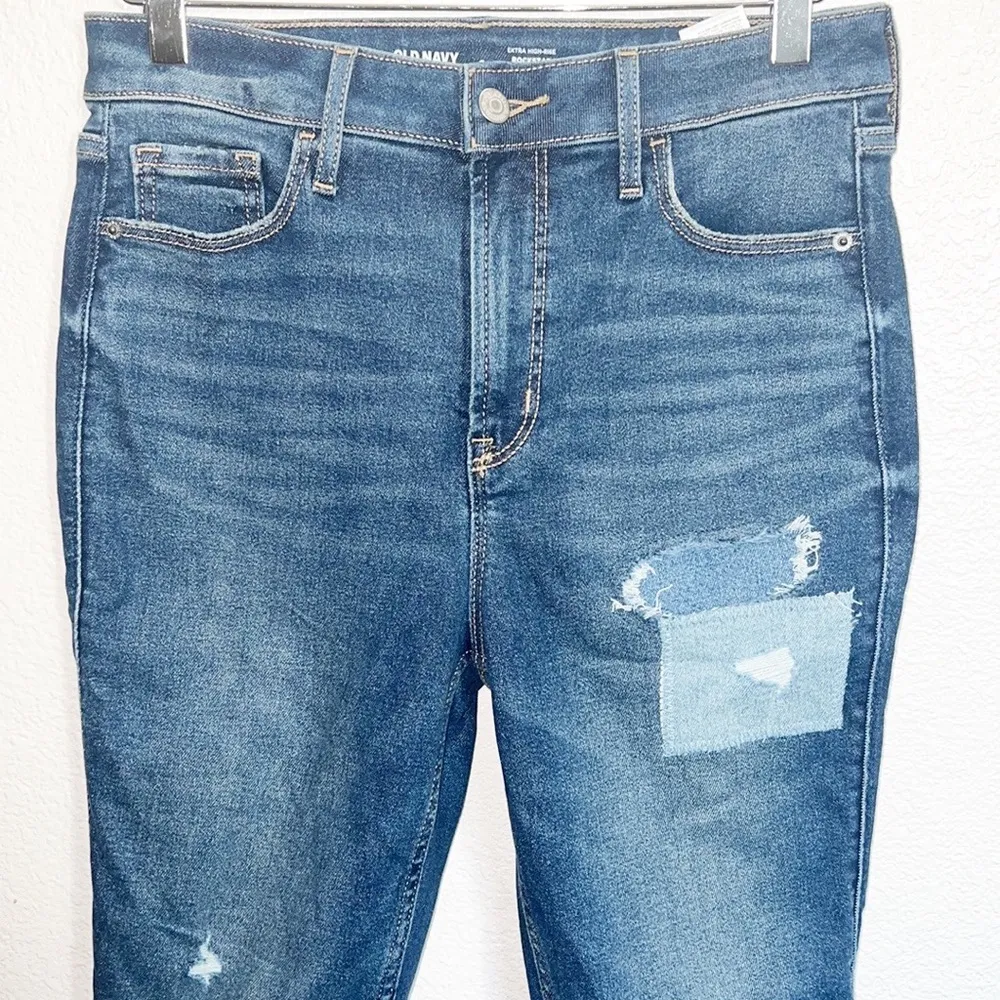 Old Navy Extra High Rise Patchwork Rockstar Sandrine Super Skinny Jeans - Image 2