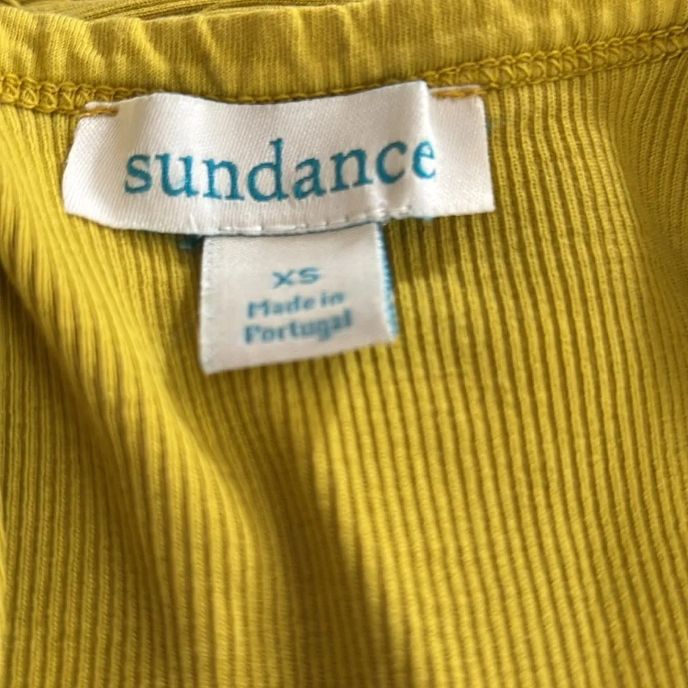 Sundance Ribbed Henley Tank Top Sz XS Chartreuse 100% Cotton Summer Casual - Image 5