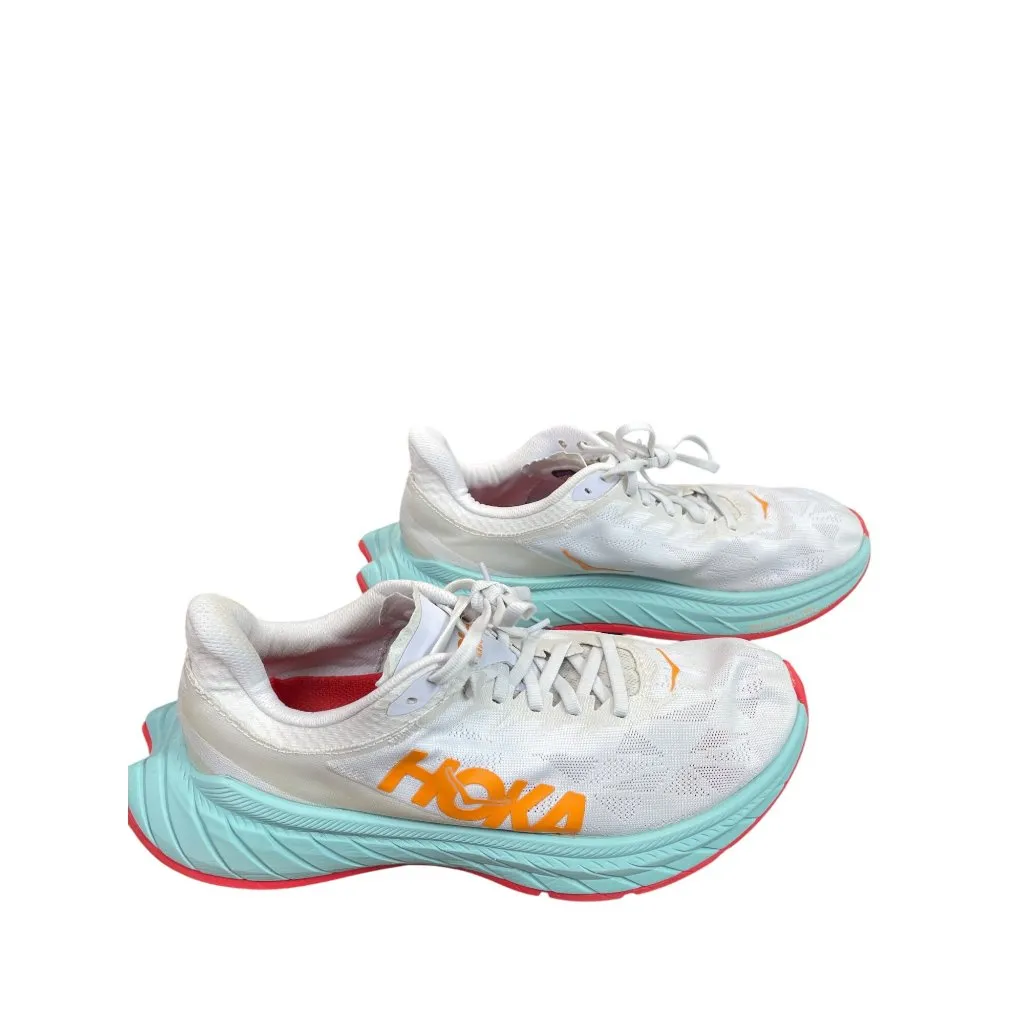 Hoka Womens Carbon X White green orange Running Sneakers Sz 8.5B SKU 9461 - Image 2