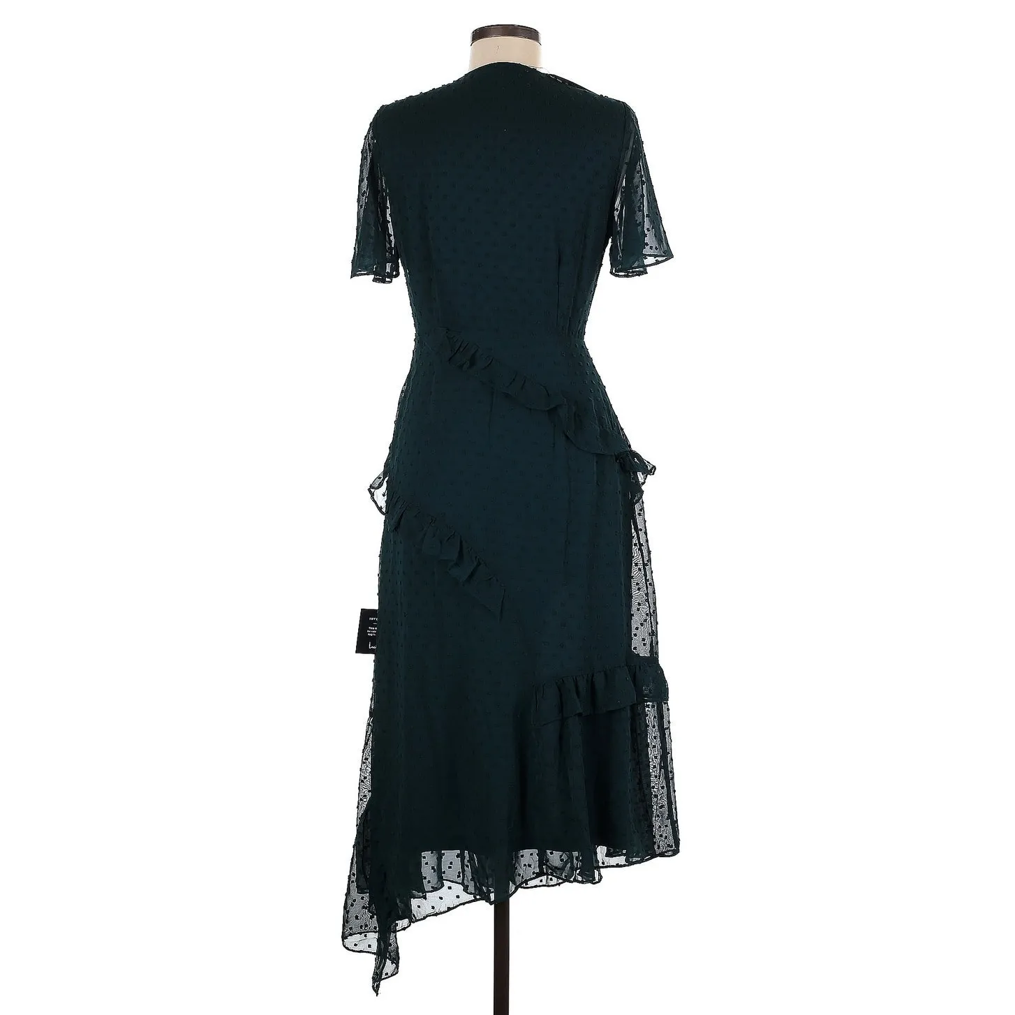 Lulu's Next to You Emerald Green Swiss Dot Ruffled Midi Dress XS NWT - Image 5