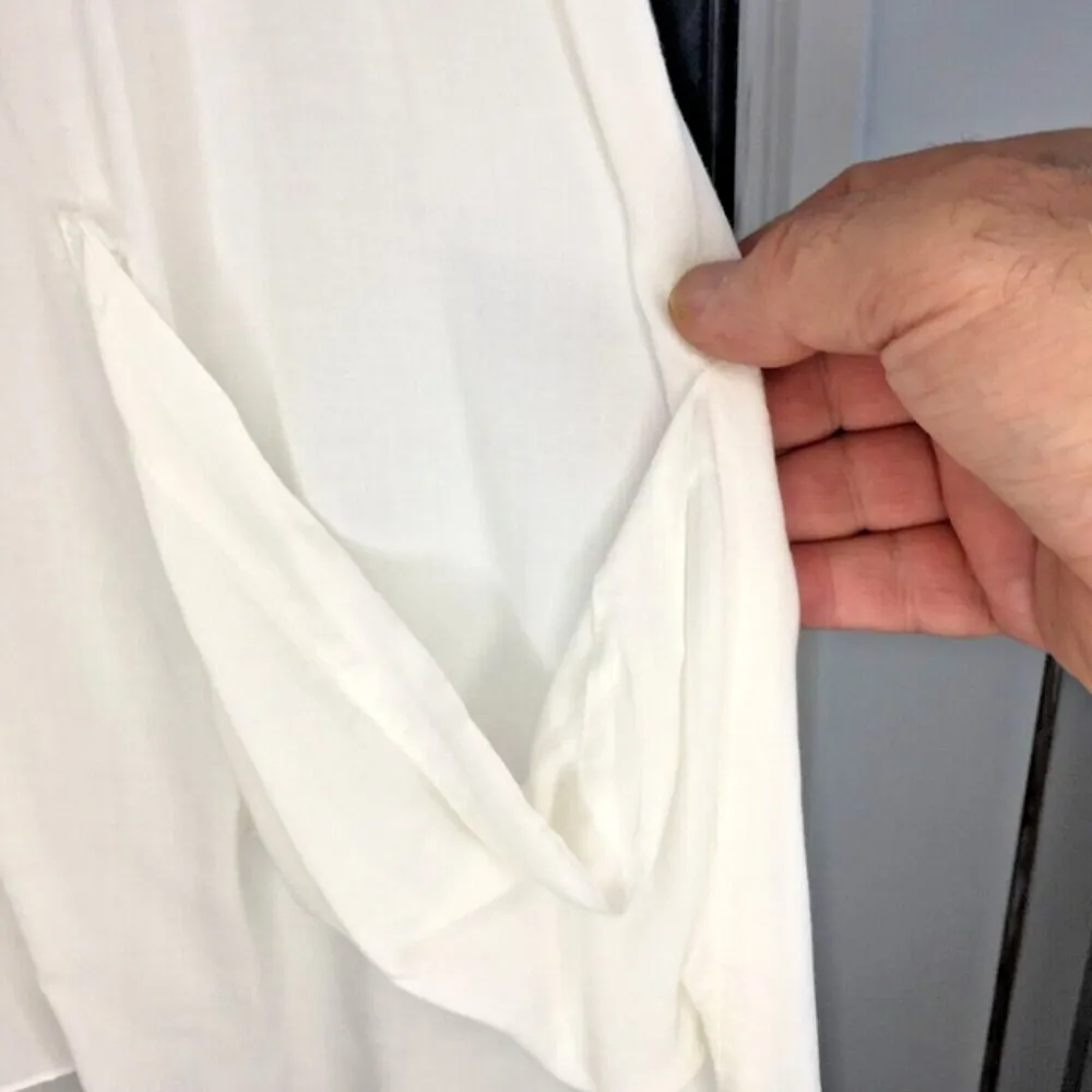 Spense Womens Top White Boho Tunic Sheer Long Sleeve Pockets Size S - Image 8