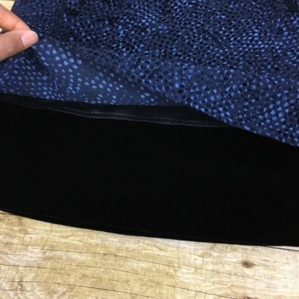 Penny Blue‎ Dot Print Black Velvet Trim Detailed Chiffon Pencil Skirt Blue Size 2 - Image 3